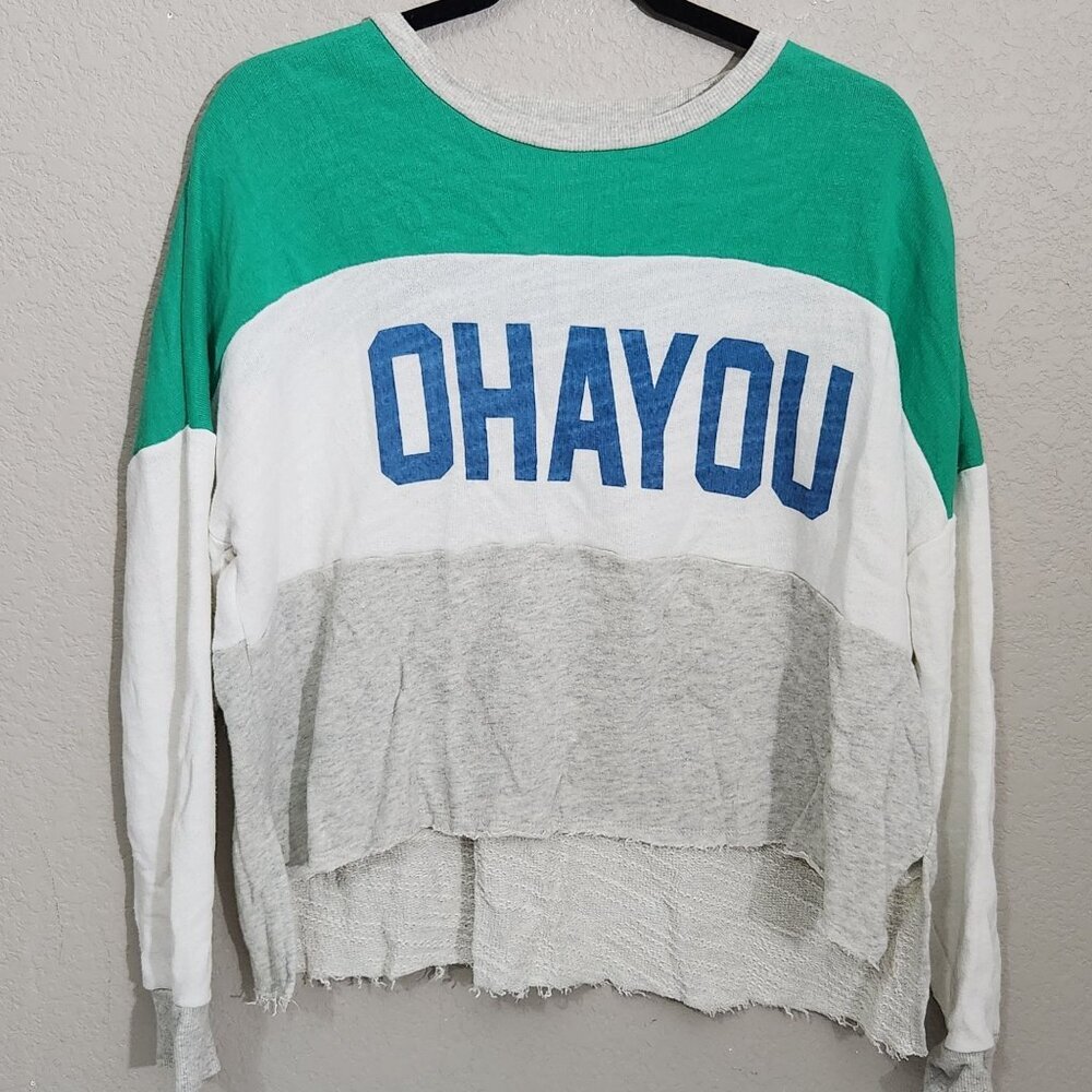 Forever 21 Top Ohayou Colorblock Long Sleeve Large